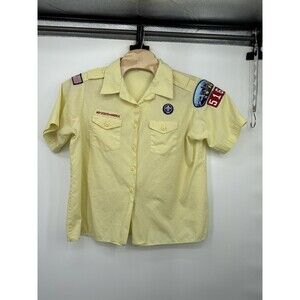 Boy Scouts Of America Shirt‎ Mens L yellow Vintage Made In USA Scouting  Size 42